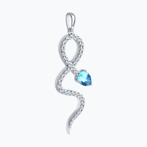 Подвеска из серебра с топазом и фианитами - видео на модели