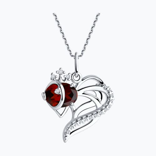 Подвеска из серебра с гранатом и фианитами из родированное серебро — вид 4