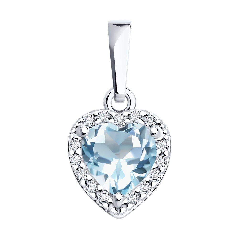 Подвеска из серебра с топазом и фианитами