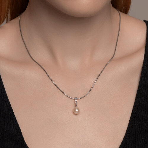 Подвеска из серебра с жемчугом и фианитами из серебро — вид 4