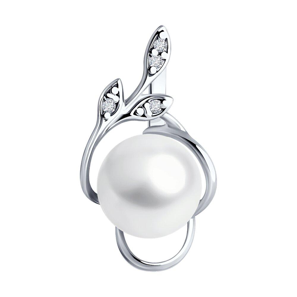 Подвеска из серебра с жемчугом и фианитами