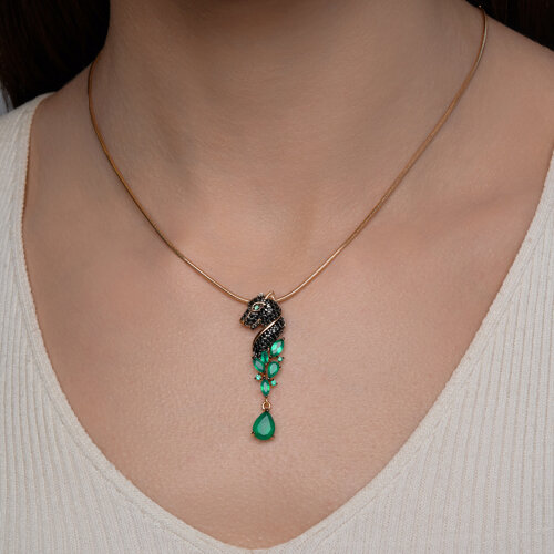 Подвеска из золочёного серебра с агатами и фианитами из серебро — вид 4