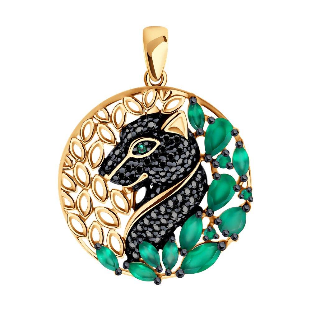 Подвеска из золочёного серебра с агатами и фианитами - видео на модели