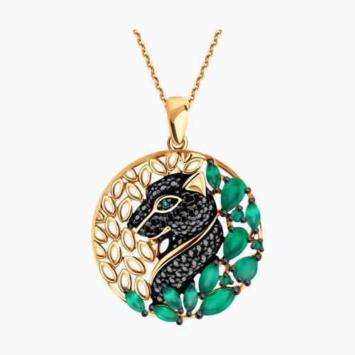 Подвеска из золочёного серебра с агатами и фианитами из серебро — вид 2