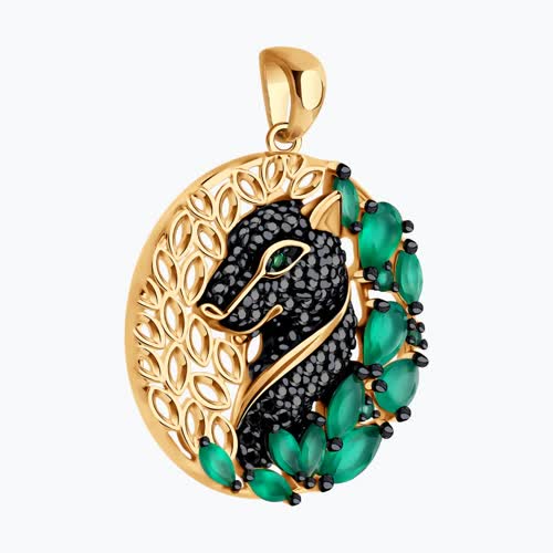 Подвеска из золочёного серебра с агатами и фианитами из серебро — вид 3