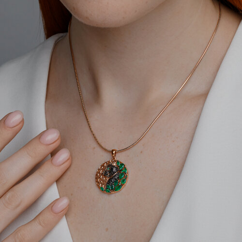 Подвеска из золочёного серебра с агатами и фианитами из серебро — вид 4