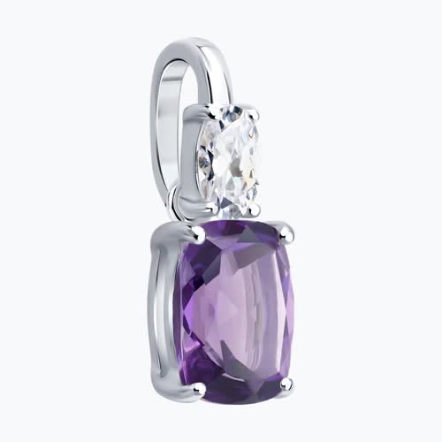 Подвеска из серебра с аметистом и фианитом из серебро — вид 3