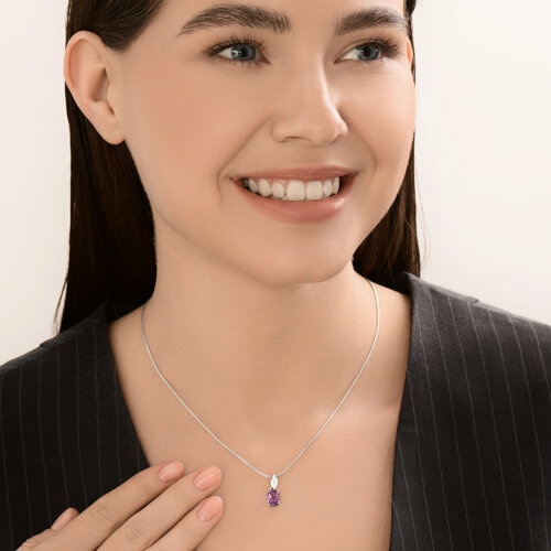 Подвеска из серебра с аметистом и фианитом из серебро — вид 5