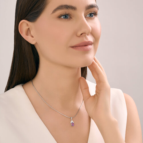 Подвеска из серебра с аметистом и фианитами из серебро — вид 5