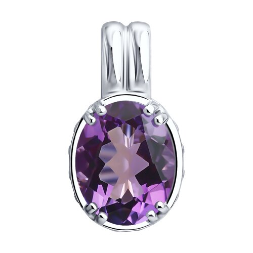 Подвеска из серебра с аметистом и фианитами - видео на модели