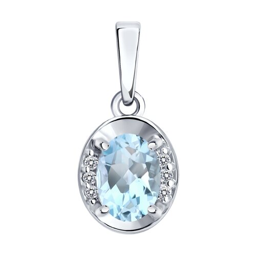 Подвеска из серебра с топазом и фианитами - видео на модели