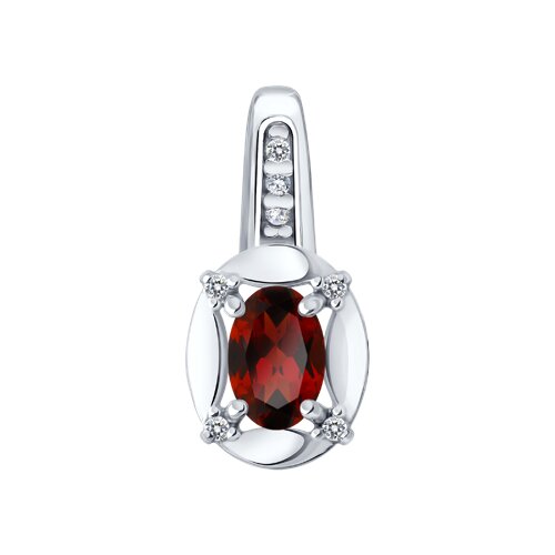 Подвеска из серебра с гранатом и фианитами из серебро