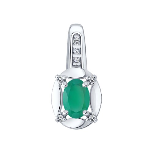 Подвеска из серебра с агатом и фианитами - видео на модели