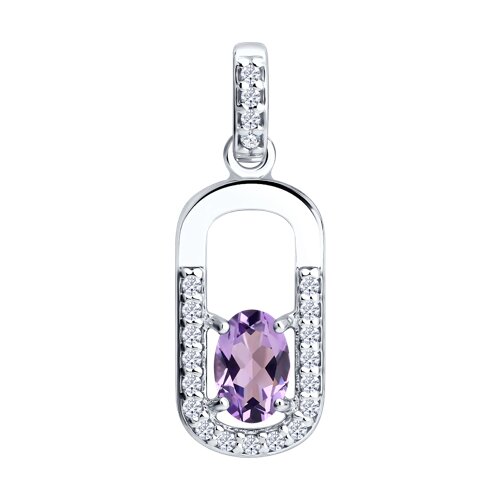Подвеска из серебра с аметистом и фианитами - видео на модели