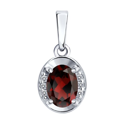 Подвеска из серебра с гранатом и фианитами - видео на модели