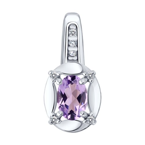 Подвеска из серебра с аметистом и фианитами - видео на модели