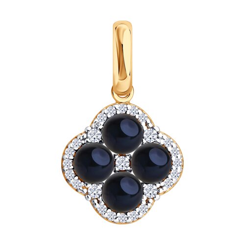 Подвеска из золочёного серебра с жемчугом и фианитами