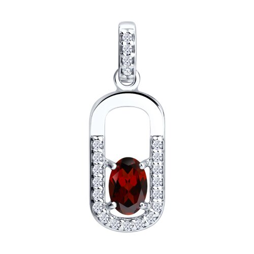 Подвеска из серебра с гранатом и фианитами - видео на модели