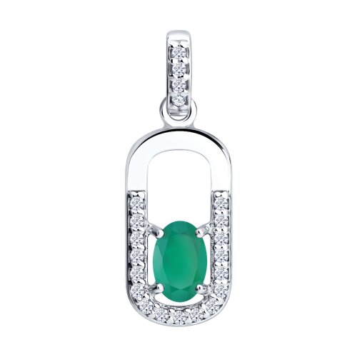 Подвеска из серебра с агатом и фианитами - видео на модели