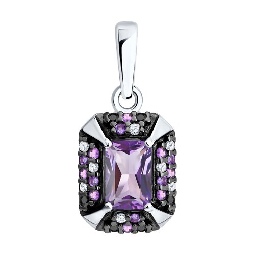 Подвеска из серебра с аметистом и фианитами - видео на модели