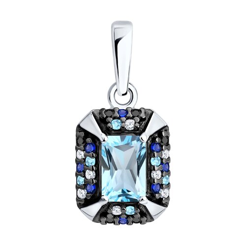 Подвеска из серебра с топазом и фианитами из серебро