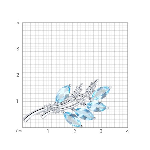 Брошь из серебра с топазами и фианитами из серебро — вид 4