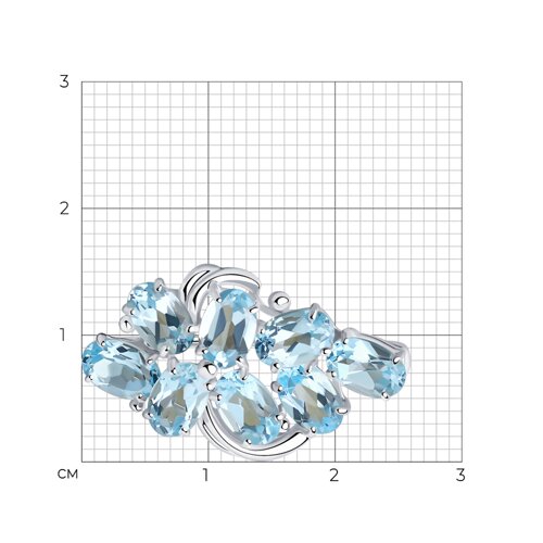 Брошь из серебра с топазами из родированное серебро — вид 3