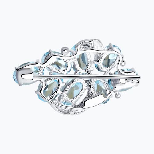 Брошь из серебра с топазами из родированное серебро — вид 4