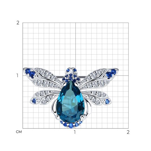 Брошь из серебра с миксом камней из родированное серебро — вид 5