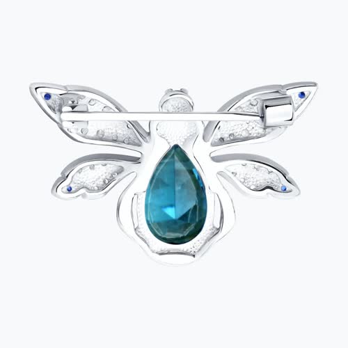 Брошь из серебра с миксом камней из родированное серебро — вид 6