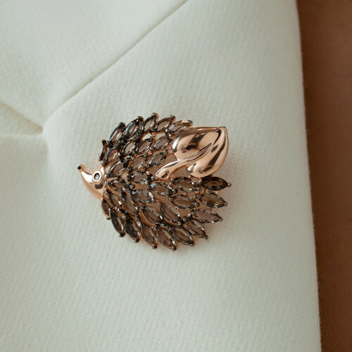 Брошь из серебра с эмалью с раухтопазами из серебро — вид 4