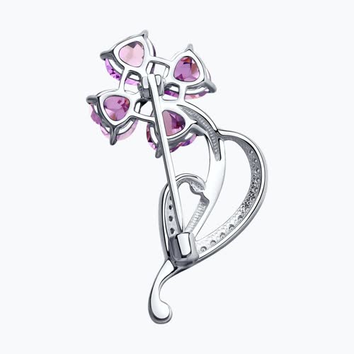 Брошь из серебра с аметистами и фианитами из серебро — вид 2