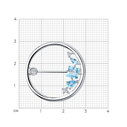 Брошь из серебра с топазами и фианитами из серебро — вид 3