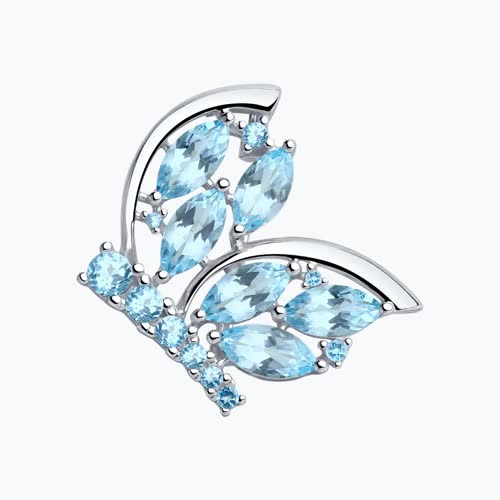 Брошь из серебра с топазами и фианитами из серебро