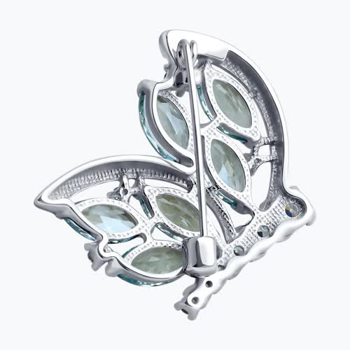 Брошь из серебра с топазами и фианитами из серебро — вид 2