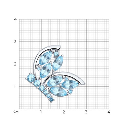 Брошь из серебра с топазами и фианитами из серебро — вид 4