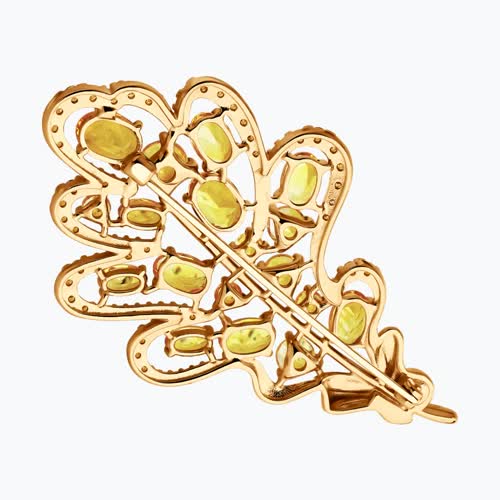 Брошь из золочёного серебра с цитринами и фианитами из серебро — вид 2