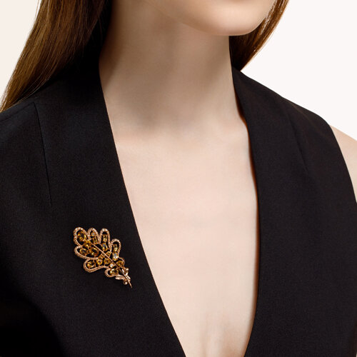 Брошь из золочёного серебра с цитринами и фианитами из серебро — вид 3