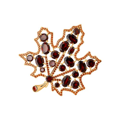 Брошь из золочёного серебра с гранатами и фианитами - видео