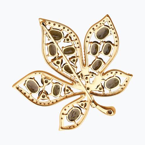 Брошь из золочёного серебра с раухтопазами и фианитами из серебро — вид 2