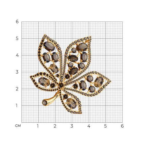 Брошь из золочёного серебра с раухтопазами и фианитами из серебро — вид 5