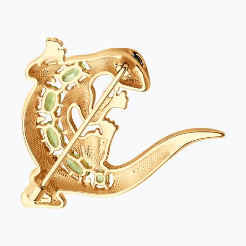 Брошь из золочёного серебра с хризолитами и фианитами из серебро — вид 2