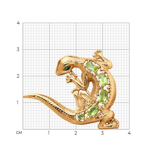 Брошь из золочёного серебра с хризолитами и фианитами из серебро — вид 3
