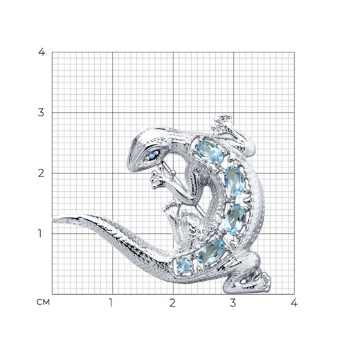 Брошь из серебра с топазами и фианитами из серебро — вид 3