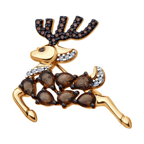 Брошь из золочёного серебра с раухтопазами и фианитами - видео