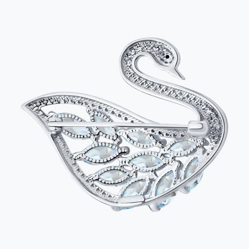 Брошь из серебра с топазами и фианитами из серебро — вид 2