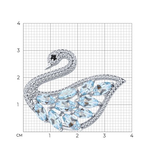 Брошь из серебра с топазами и фианитами из серебро — вид 5