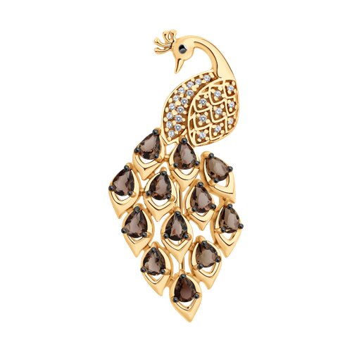 Брошь из золочёного серебра с раухтопазами и фианитами - видео