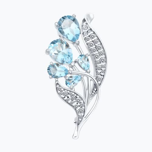 Брошь из серебра с топазами и фианитами - видео на модели