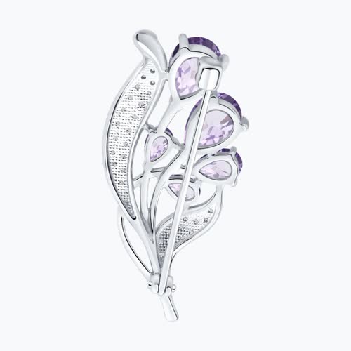 Брошь из серебра с аметистами и фианитами из серебро — вид 2